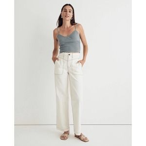 NWT Madewell Wide-Leg Utility Pants in Garment-Dyed Canvas in Cream Size 26